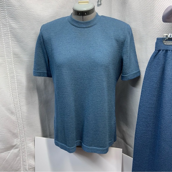 Vintage Don Sayres for Wellmore 4 pc Blue Pantsuit Jacket, top, skirt, slacks - Picture 4 of 12